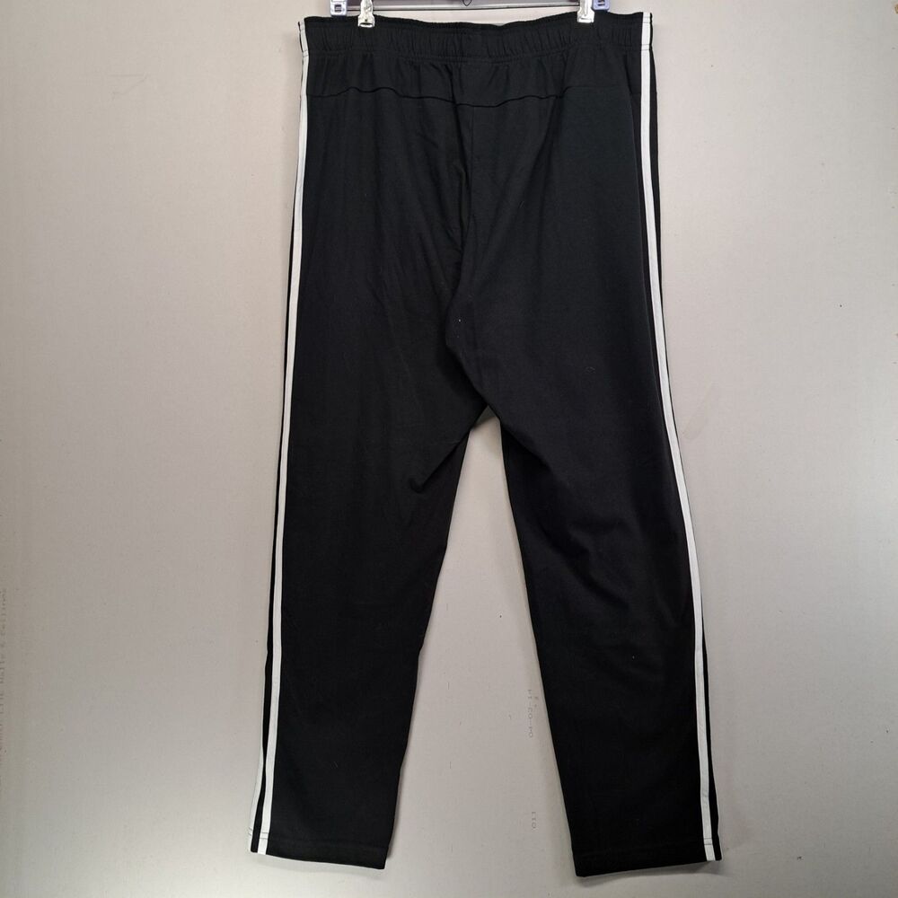 Adidas Track Pants Mens  XL Black  White 3 Stripes Warm Up Straight Leg Gym - Picture 2 of 10
